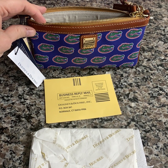 NWT Dooney & Bourke Florida Gators Leather Zipper Clutch Purse Strap Wristlet - Picture 8 of 11
